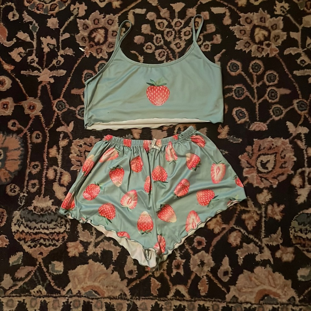 strawberry sleepwear set; size small